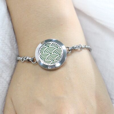 Aromatherapy Bracelet – Zen Wave – Stainless Steel Design – Blotters Provided – Aromatherapy Accessory – Gift Idea