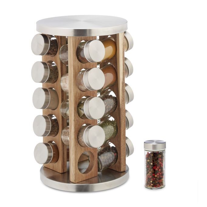 WOODENFURN spice carousel with 20 jars