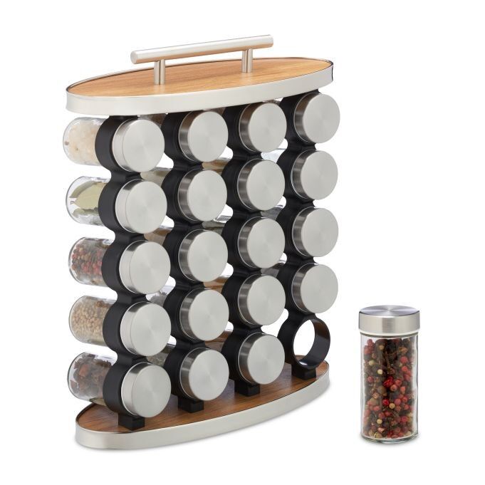 WOODENFURN Portable Spice Rack with 20 Jars