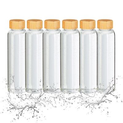 WOODENFURN 6x bouteille avec couvercle en bambou 500 ml