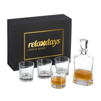 WOODENFURN 5-piece whiskey set with carafe and glasses