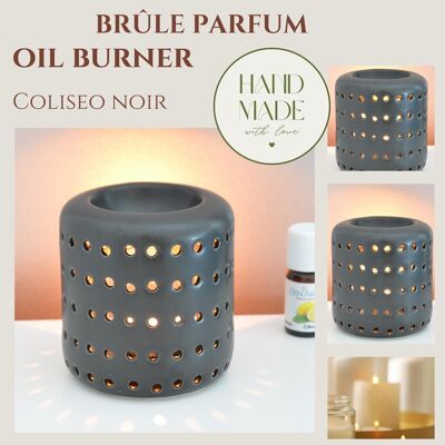 Perfume Burner – Black Coliseo – Original Design and Shape – Aromatherapy Decorative Object – Scent Diffusion Candle Holder, Scented Waxes