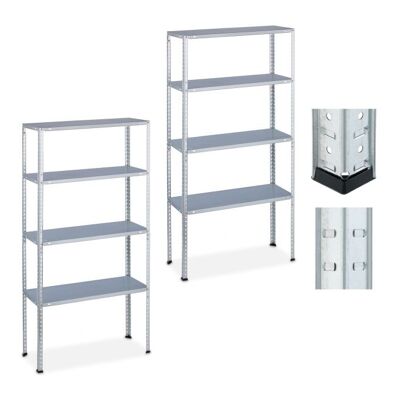 WOODENFURN Galvanized Heavy-Duty Shelving Unit Set of 2