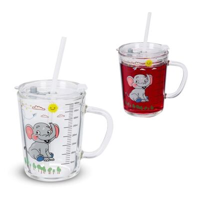WOODENFURN Juego de 2 vasos infantiles con motivo de elefante