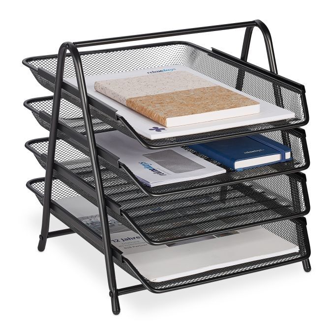 Corbeille à documents WOODENFURN à 4 compartiments