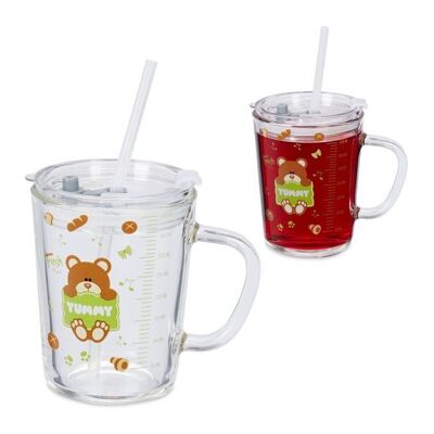 WOODENFURN Juego de 2 vasos infantiles con motivo de oso