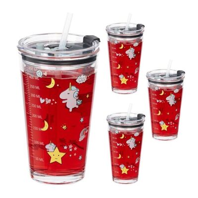 Ensemble de 4 verres pour enfants WOODENFURN avec motif licorne
