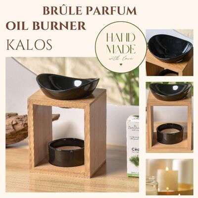 Naturea Series Perfume Burner – Kalos – Scented Wax Candle Holder – Aromatherapy Decoration Object – in Bamboo and Ceramic