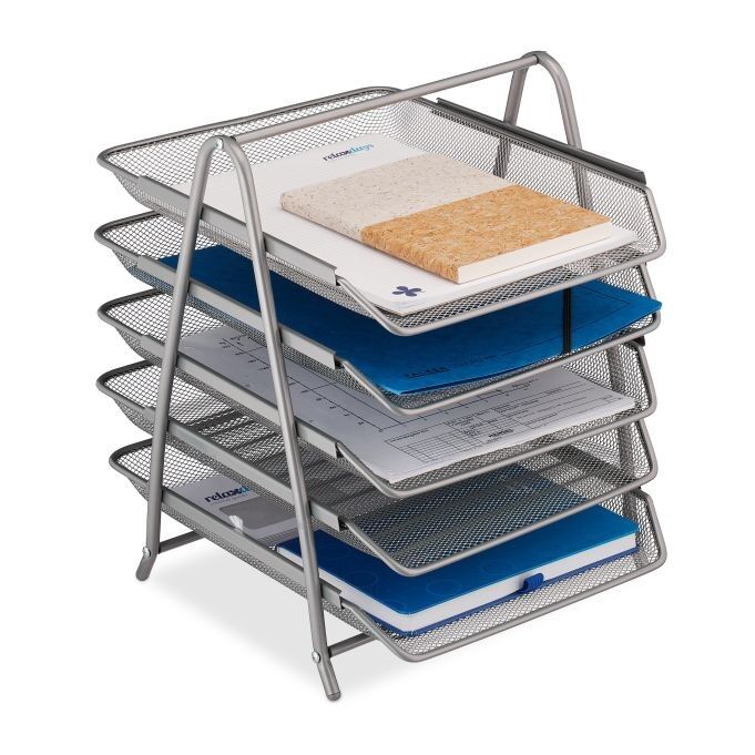 Corbeille à documents en métal WOODENFURN avec 5 compartiments