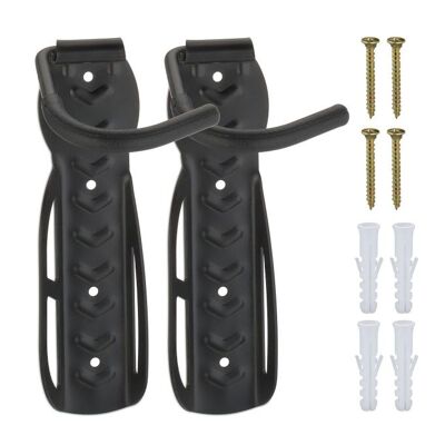 Lot de 2 supports muraux pour vélo WOODENFURN Noir