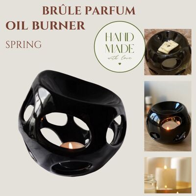 Perfume Burner – Spring – in Lacquered Ceramic – Candle Holder for Scented Waxes, Essential Oils Decoration