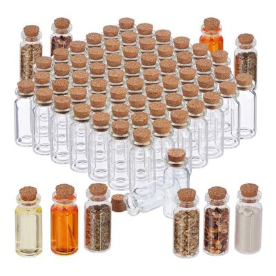 WOODENFURN Mini Glass Bottles with Corks, Set of 72