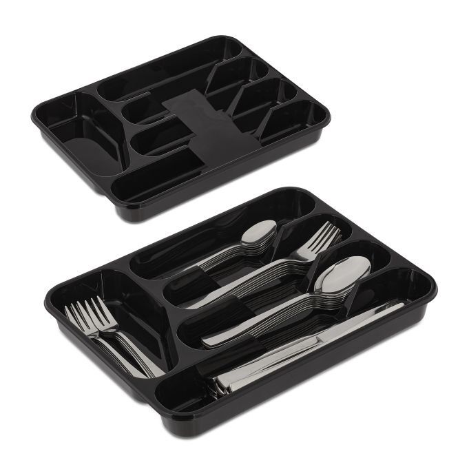 WOODENFURN Lot de 2 range-couverts noirs