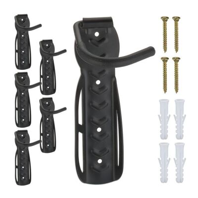 Lot de 6 supports muraux pour vélo WOODENFURN Noir