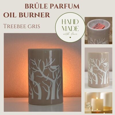 Quemador de Perfume – Treebee Grey – Difusión de Ceras Aromáticas, Aceites Esenciales – Accesorio Decorativo de Aromaterapia