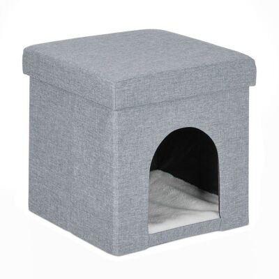 Cueva para gatos plegable WOODENFURN gris claro
