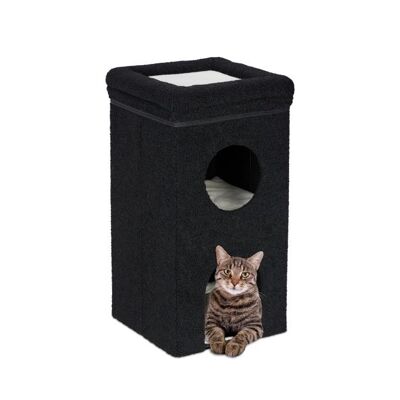 Cueva plegable para gatos WOODENFURN en color negro