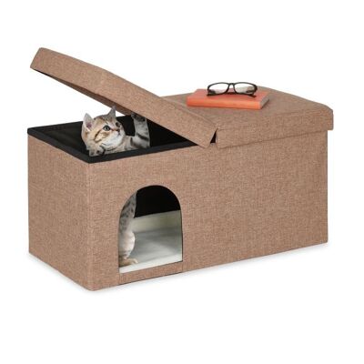 Cueva para gatos WOODENFURN en marrón claro con tapa
