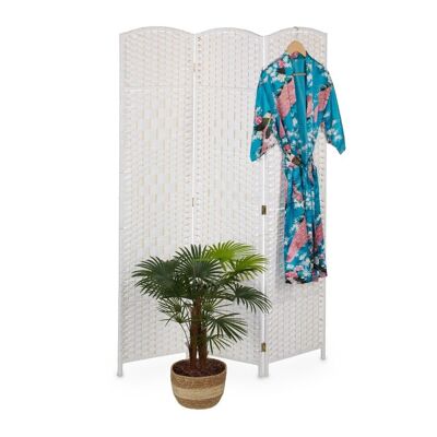 Biombo plegable de 3 piezas WOODENFURN en blanco