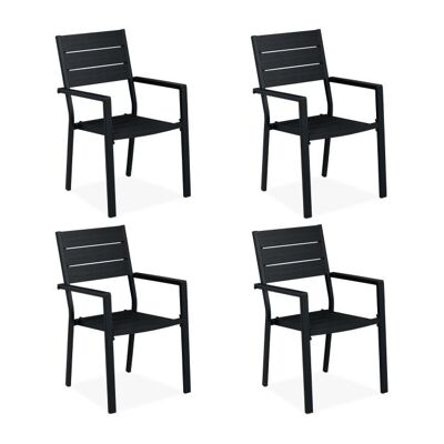 WOODENFURN Set di 4 sedie da giardino nere