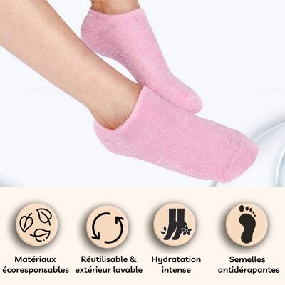 Moisturizing SPA Socks - Gel with Jojoba and Olive Oils, Vitamin E and Lavender - Against Dry and Cracked Feet, Restores Softness and Suppleness to Feet