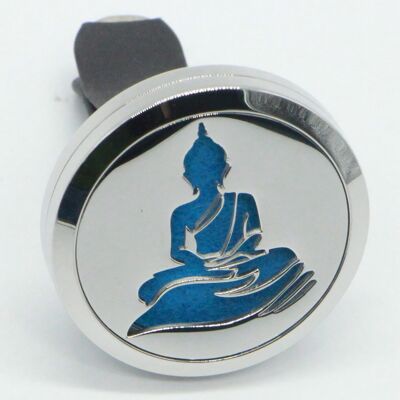 Diffuseur pour Voiture Clip’Arôme – Bouddha – en Inox avec Buvards – Accessoire Aromathérapie Décoratif – Idée Cadeau