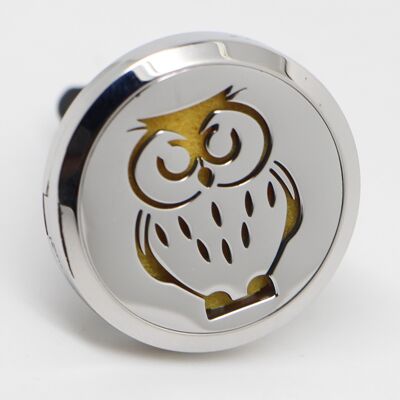 Car Diffuser Clip'Arôme - Owl - Stainless Steel with Blotters - Decorative Aromatherapy Accessory - Gift Idea