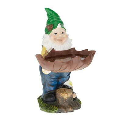 Gnomo da giardino WOODENFURN con vasca per uccelli