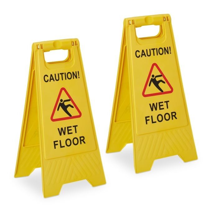 WOODENFURN Slippery Floor Sign English Set of 2