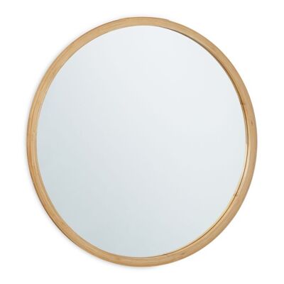 WOODENFURN round wall mirror with bamboo frame