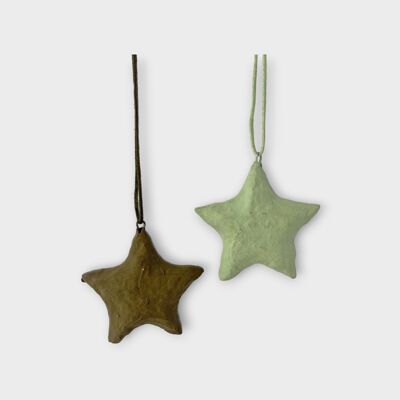 Adornos de estrellas – Verde y marrón