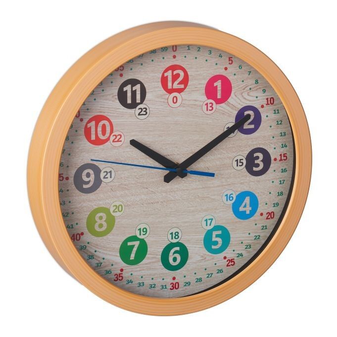 Horloge murale colorée WOODENFURN pour enfants