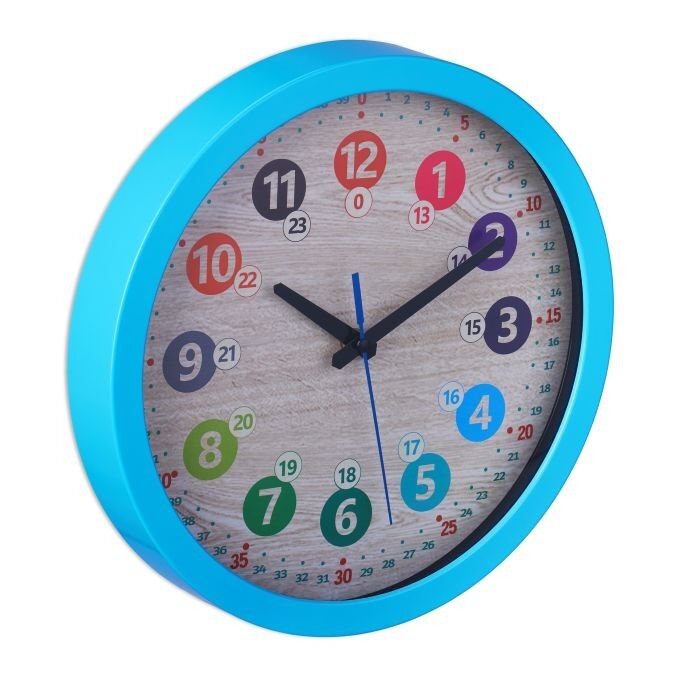 Horloge murale bleue WOODENFURN pour enfants