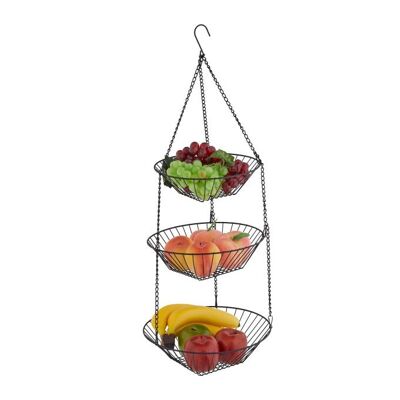 Cesta de fruta colgante WOODENFURN en negro