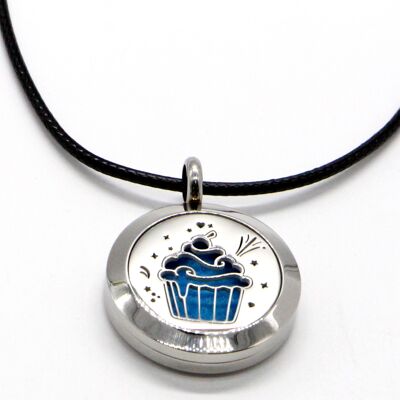 Aromatherapy Necklace – Cup Cake – in Stainless Steel and Blotters Provided – Diffusion and Scents – Aromatherapy Accessory