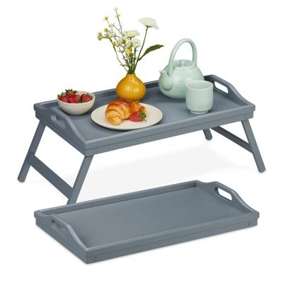 Plateau de lit gris WOODENFURN en lot de 2