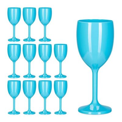 WOODENFURN Turquoise Plastic Wine Glasses Set of 12