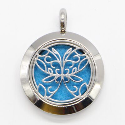 Aromatherapy Necklace – Abstract Butterfly – in Stainless Steel and Blotters Provided – Diffusion and Scents – Aromatherapy Accessory
