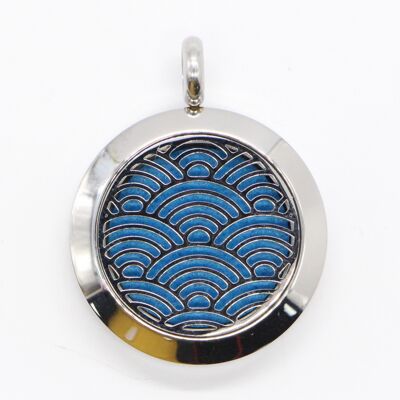 Aromatherapy Necklace – Zen Wave – in Stainless Steel and Blotters Provided – Diffusion and Scents – Aromatherapy Accessory