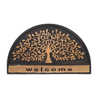 WOODENFURN Paillasson semi-circulaire en caoutchouc et noix de coco
