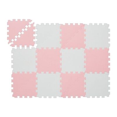 Alfombra rompecabezas WOODENFURN rosa-blanca