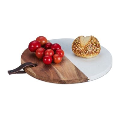 WOODENFURN round cutting board made of wood and marble