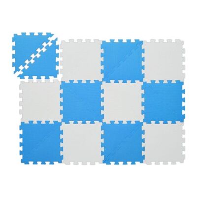Alfombra rompecabezas WOODENFURN azul-blanca