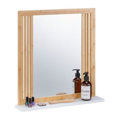 WOODENFURN Bamboo Bathroom Mirror with Shelf