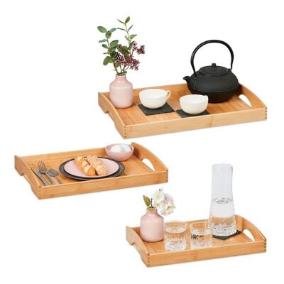 Ensemble de 3 plateaux WOODENFURN en bambou