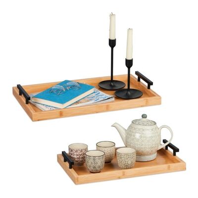 Lot de 2 plateaux WOODENFURN en bambou