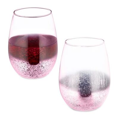 WOODENFURN stemless wine glasses, set of 2, pink