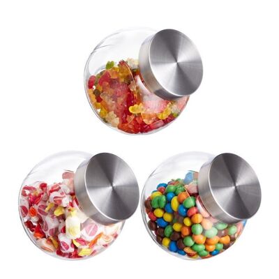 WOODENFURN candy jars set of 3 1.5 L