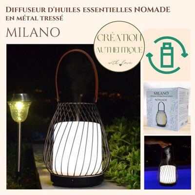 Difusor ultrasónico - Milano - Difusión nómada con batería - Aceites esenciales y aromas - Idea de regalo - Objeto de aromaterapia