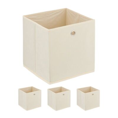 Scatola portaoggetti color crema WOODENFURN in set da 4